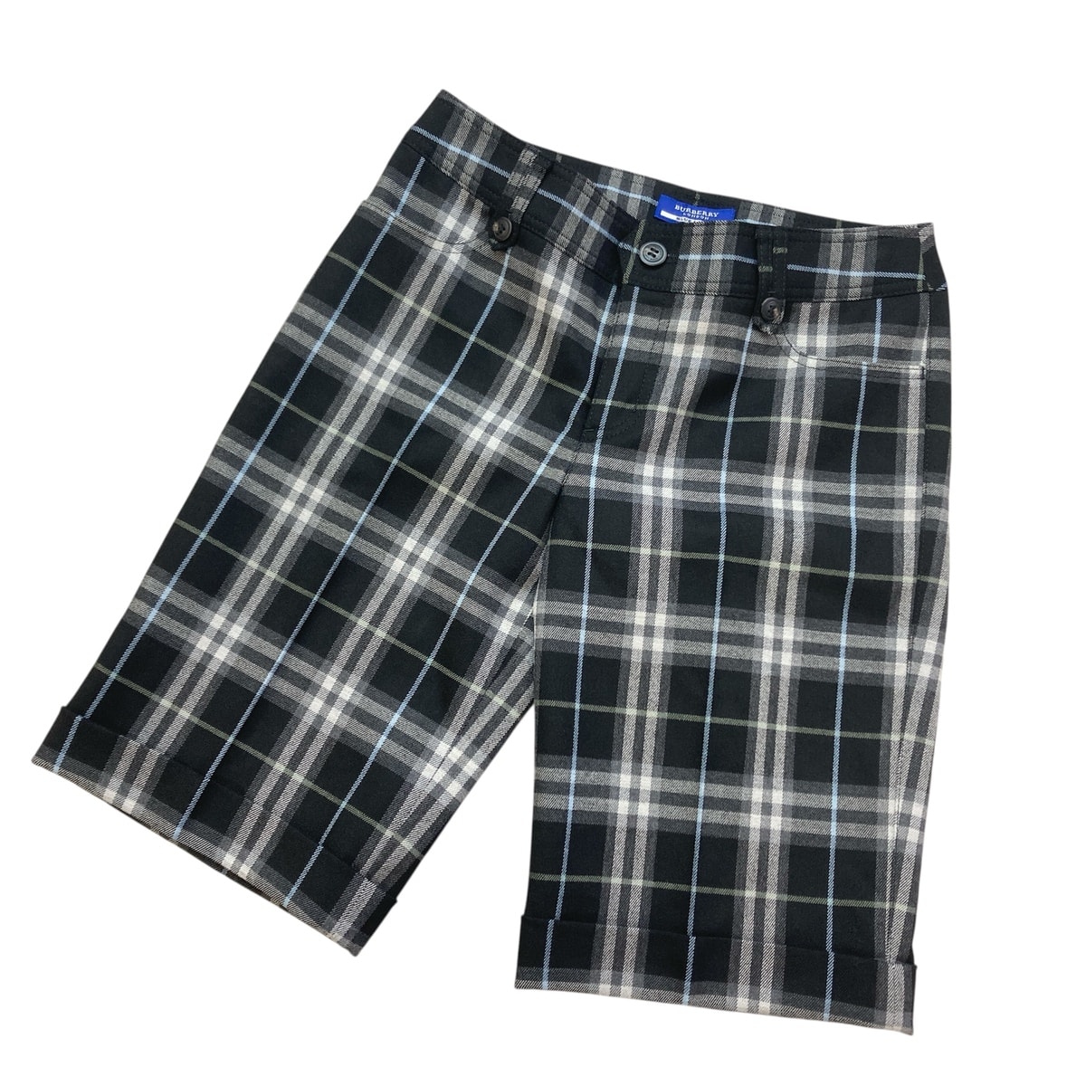 BURBERRY BLUE LABEL バーバリーブルーレーベル ウール チェック ハーフパンツ FQ576-628-09 36 ウール ブラック グレー  レディース【中古】