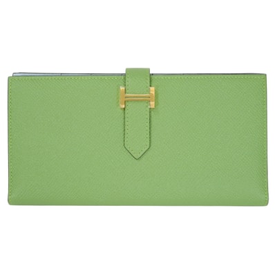 HERMES エルメス 長財布 ベアンスフレ ヴェルソ ヴェールクリケット/ブルーブリュム エプソン ゴールド金具 Y刻印 新品未使用