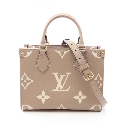 ルイ・ヴィトン LOUIS VUITTON オンザゴーPM バイカラー 2WAY ハンドバッグ バッグ レザー モノグラム・アンプラント トゥルトレールクレーム レディース ベージュ系 / アイボリー系 M45779 【中古】