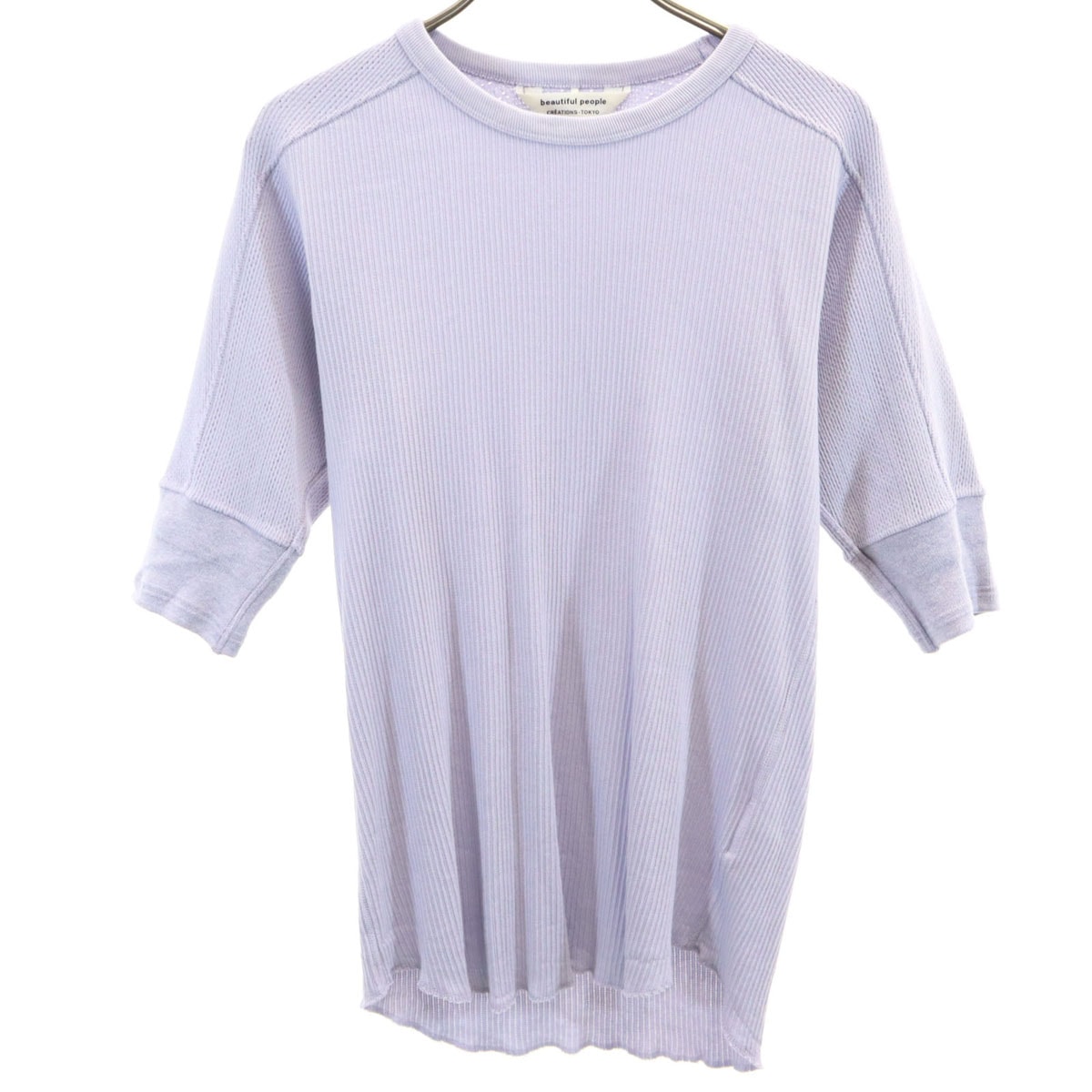 beautiful people ビューティフルピープル 5分袖 Tシャツ 38 パープル系 CREATIONS-TOKYO ロンT
