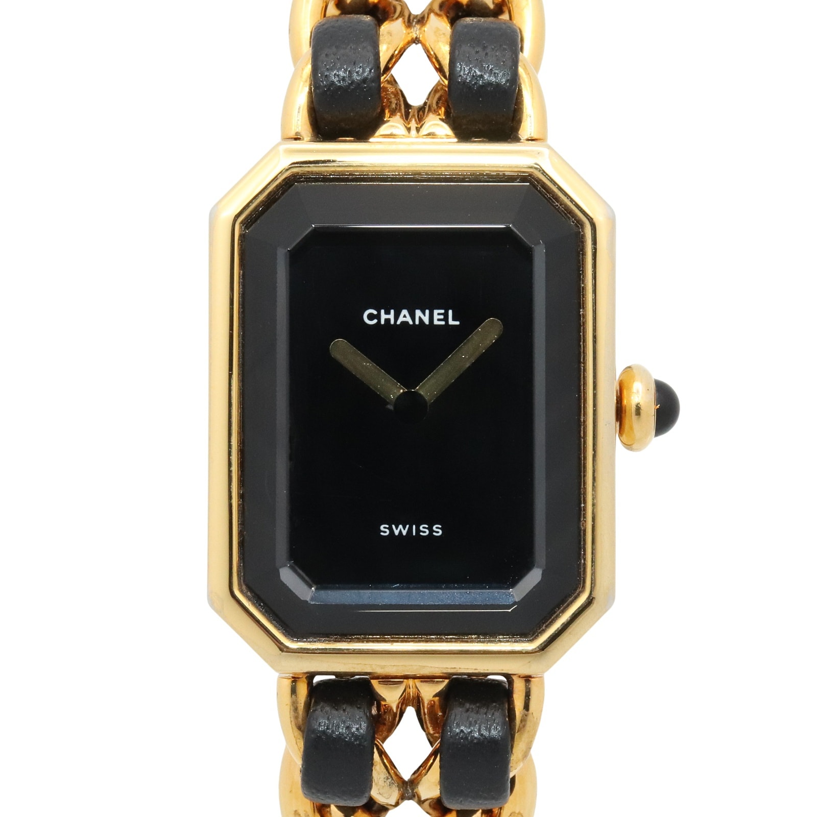 シャネル CHANEL プルミエール S 腕時計 時計 GP(ゴールドメッキ) レザー レディース ブラック系 H0001 【中古】