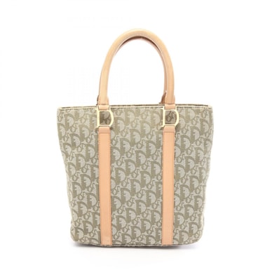 ディオール Dior トロッター トートバッグ バッグ キャンバス レザー レディース カーキ系 / ベージュ系 【中古】