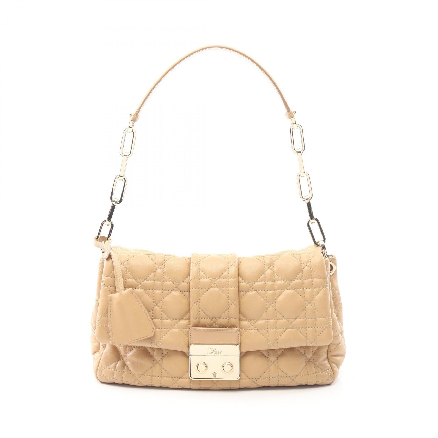 ディオール Dior ニューロック カナージュ ショルダーバッグ バッグ レザー レディース ベージュ系 01-BO-1111 【中古】