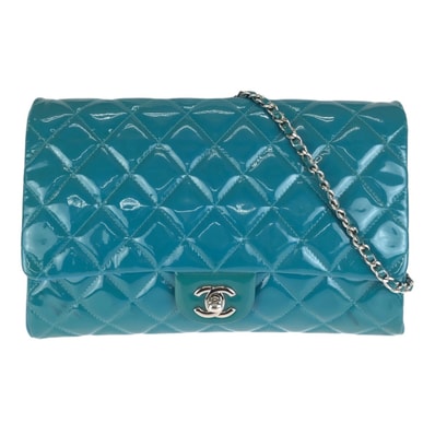 CHANEL シャネル マトラッセ ココマーク ブルー シルバー金具 パテントレザー チェーンショルダーバッグ ポシェット 1-0295291 【中古】