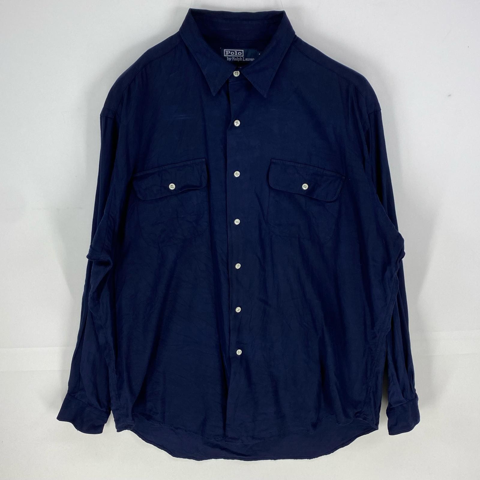 古着 ポロバイラルフローレン Polo by Ralph Lauren 長袖シャツ シルクシャツ 胸ポケット BEN FORD L ネイビー系 メンズ