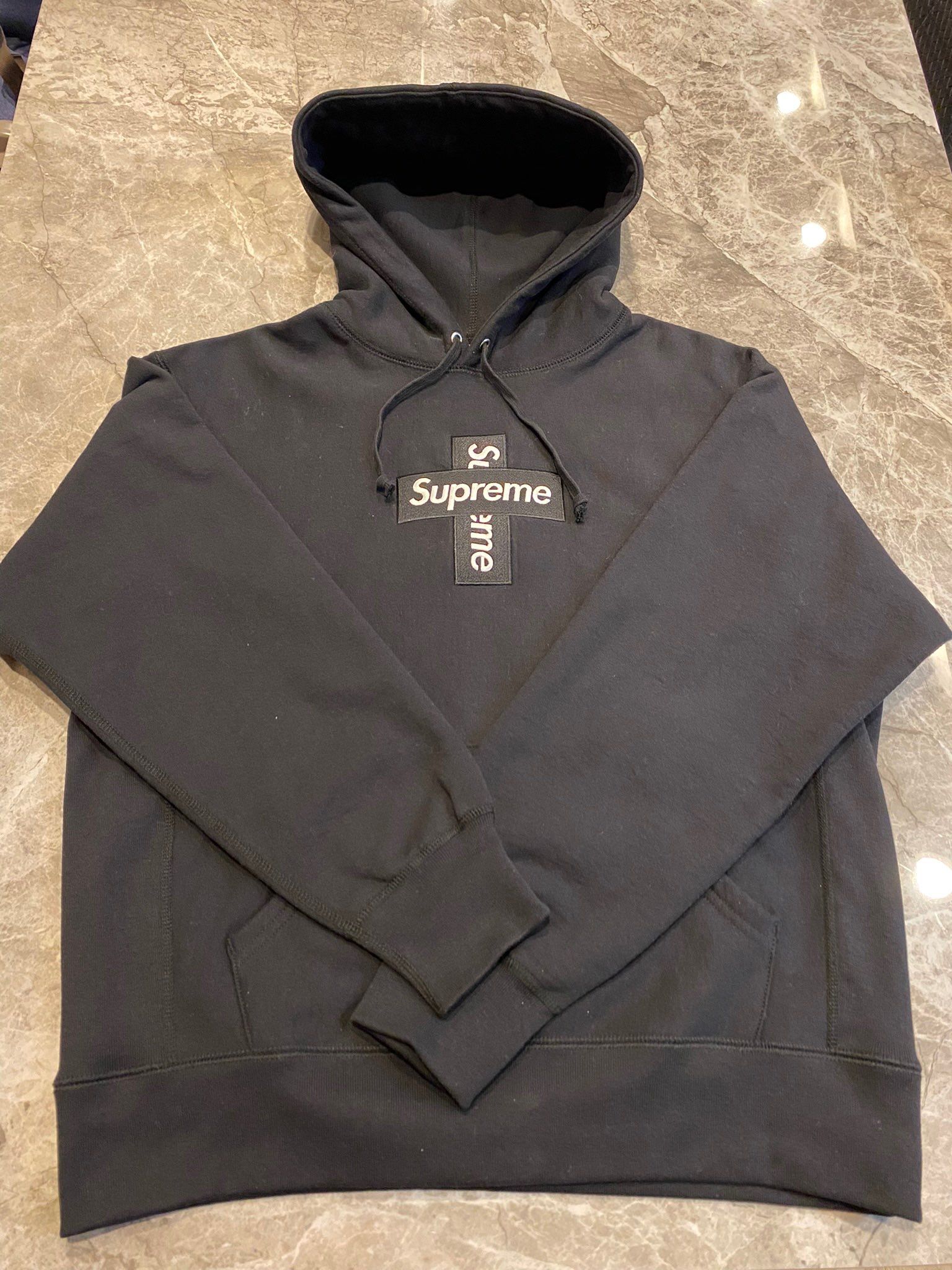 Supreme Cross Box Logo Hooded Sweatshirt "Black"
