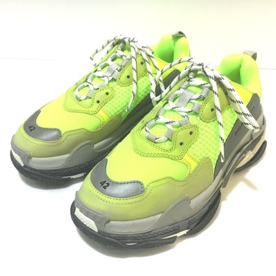 バレンシアガ BALENCIAGA Triple S shoes ユースド加工 メンズシューズ トリプルS トレーナー 2018ss スニーカー キャンバス YELLOW FLUO イエロー 未使用