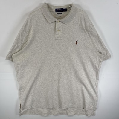 古着 ポロ・ラルフローレン POLO RALPH LAUREN 半袖 ポロシャツ ワンポイント ロゴ 刺繍 大きいサイズ 2ボタン 14041 グレー 無地 メンズ