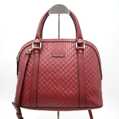 GUCCI(グッチ)マイクログッチシマ 2WAYハンドバッグ ヴィンテージ ショルダーバッグ レッド レザー レディース 449663【中古】
