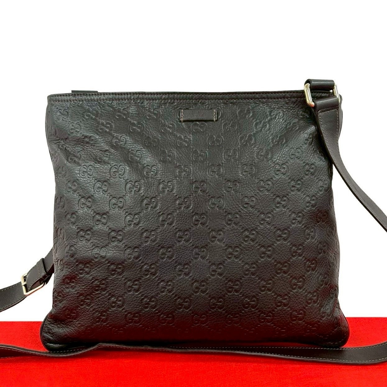 GUCCI グッチ シマ レザー ショルダーバッグ ブラウン
 75917