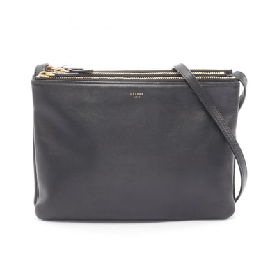 セリーヌ CELINE TRIO LARGE トリオ ラージ ショルダーバッグ バッグ レザー レディース ブラック系 171453 【中古】