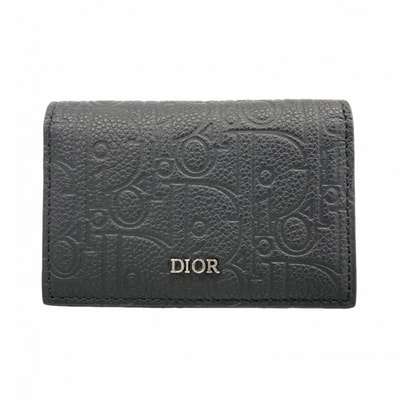 ★最終価格【6de6535】クリスチャンディオール カードケース レザー ブラック シルバー金具【中古】メンズ