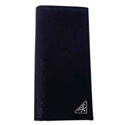 PRADA プラダ トライアングルロゴ サフィアーノ 二つ折り長財布 長財布 2MV836 レザー ブラック シルバー金具 メンズ【中古】
