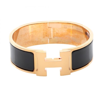 エルメス HERMES クリッククラックGM バングル アクセサリー GP(ゴールドメッキ) エナメル ゴールド レディース ゴールド系 / ブラック系 【中古】