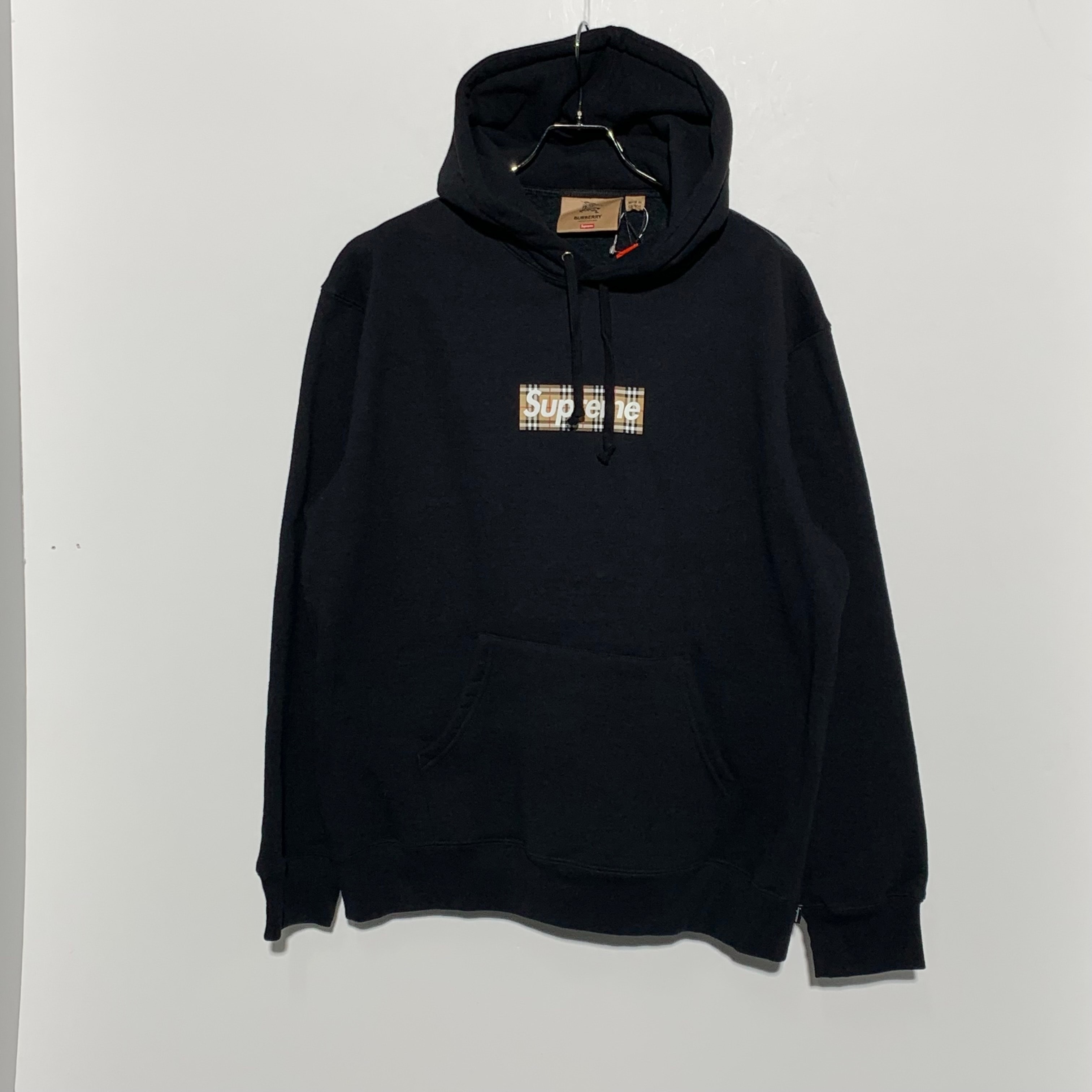 Supreme / Burberry Box Logo Hooded Sweatshirt "Black"
