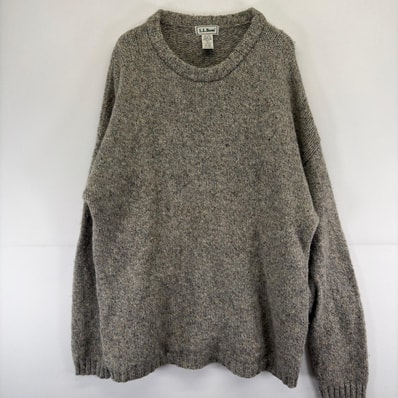 古着 90's/90年代 エルエルビーン L.L.Bean ニット セーター 大きいサイズ クルーネック ウール 2XL グレー メンズ
