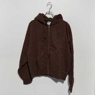 Stussy x Nike Stone Washed Fleece Zip Hoodie "Dark Cinder" (US Size) FJ9175-261