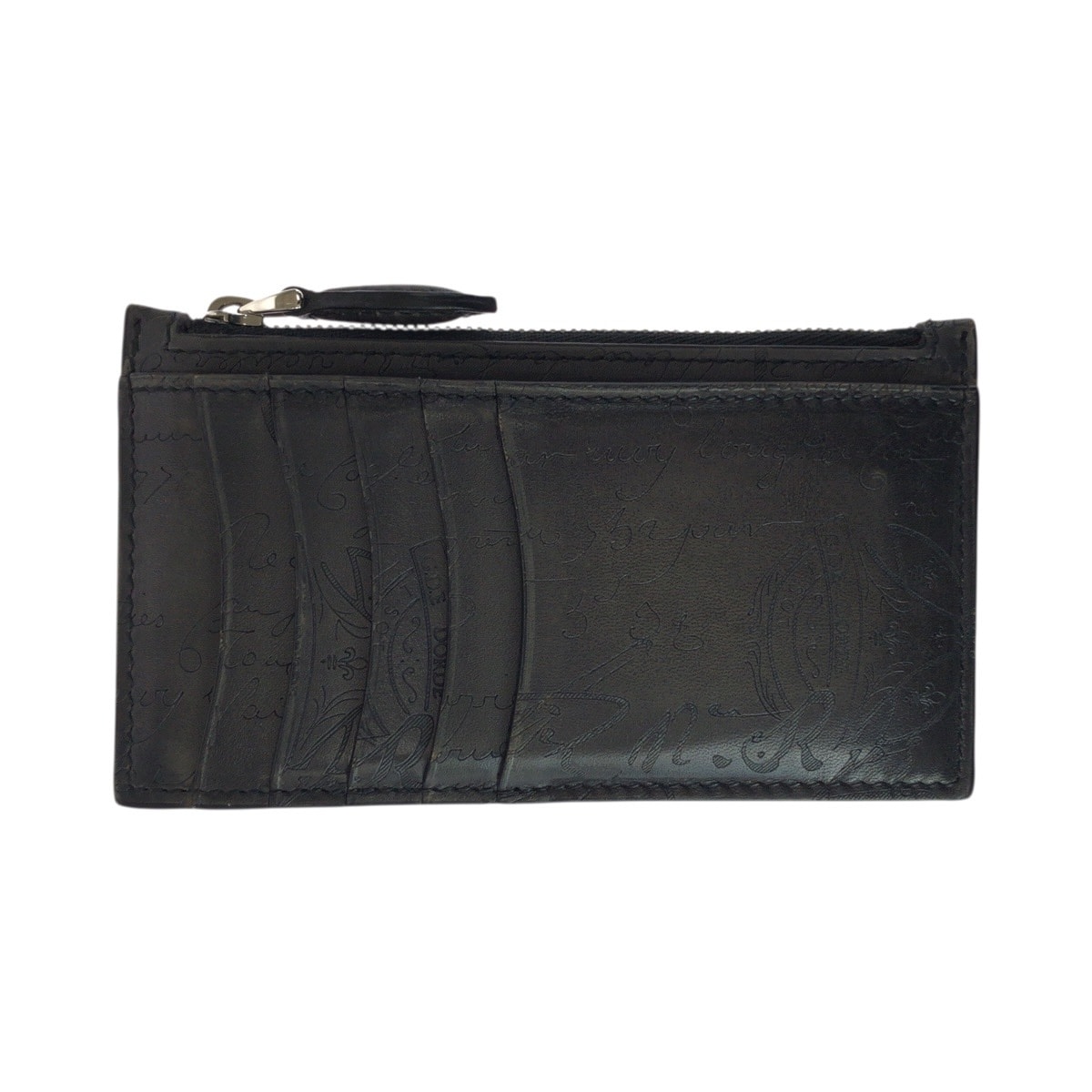 美品 Berluti ベルルッティ カリグラフィ スクリット ダークグレー シルバー金具 レザー カードケース コインケース フラグメントケース 505514 【中古】