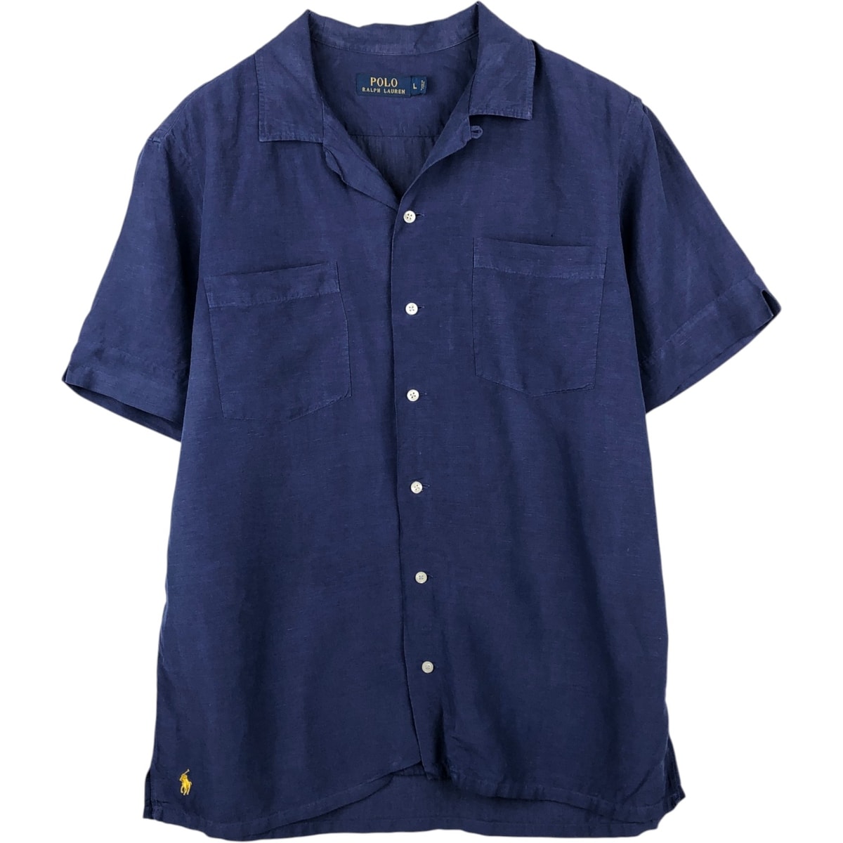 古着 ラルフローレン Ralph Lauren POLO RALPH LAUREN 半袖 オープンカラー リネンシャツ ボックスシャツ メンズL相当/evb031394