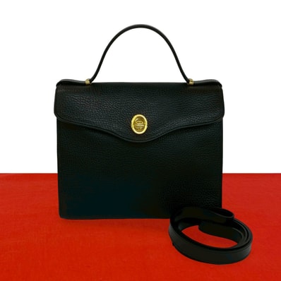 Christian Dior ディオール CD ロゴ 金具 レザー ショルダーバッグ ブラック
281-2