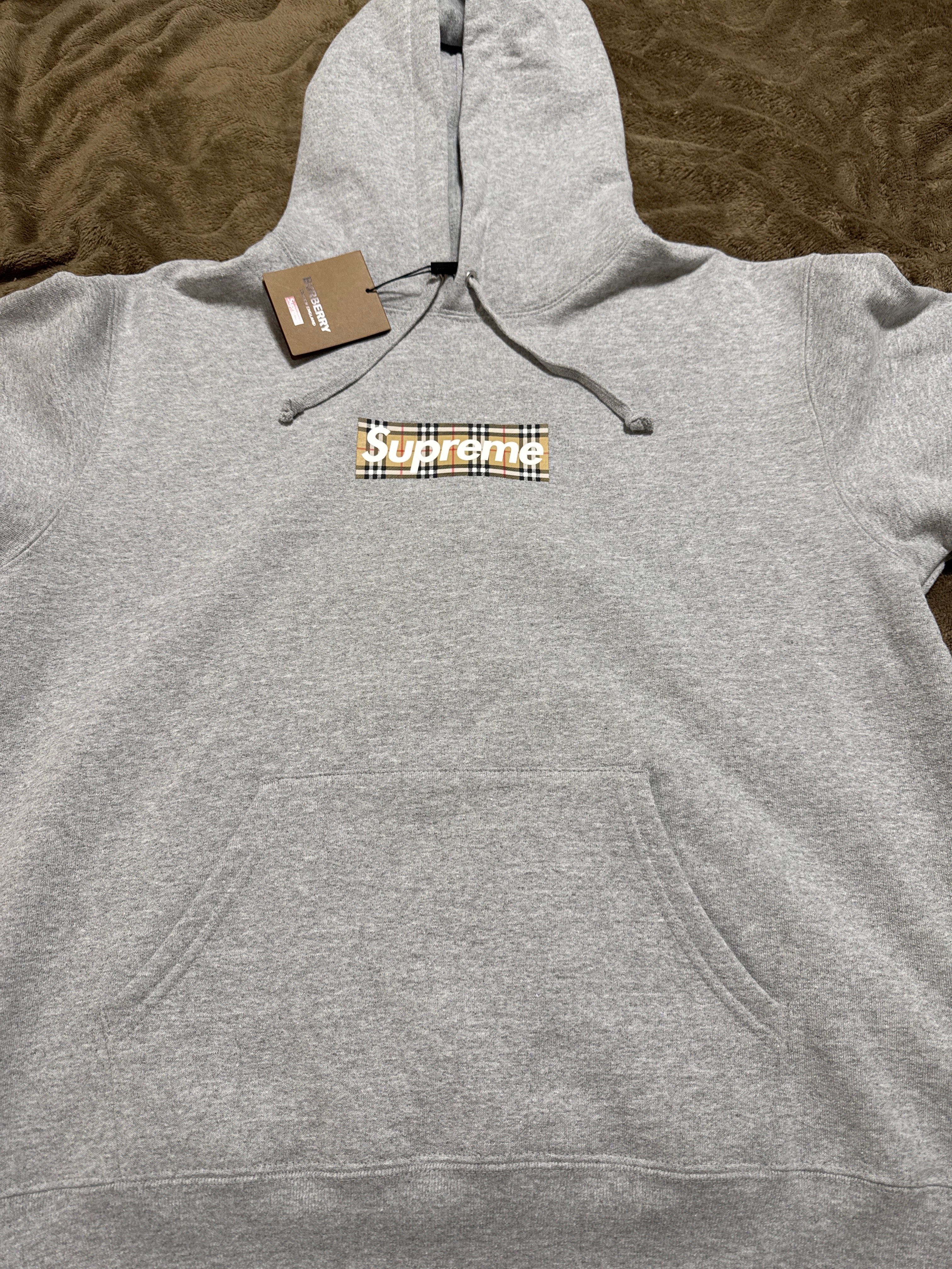 Supreme / Burberry Box Logo Hooded Sweatshirt "Heather Grey"