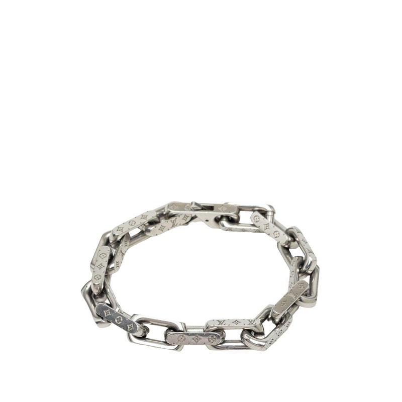 ルイ ヴィトン コリエ チェーン モノグラム ブレスレット サイズL M64224 シルバー メタル メンズ LOUIS VUITTON 中古