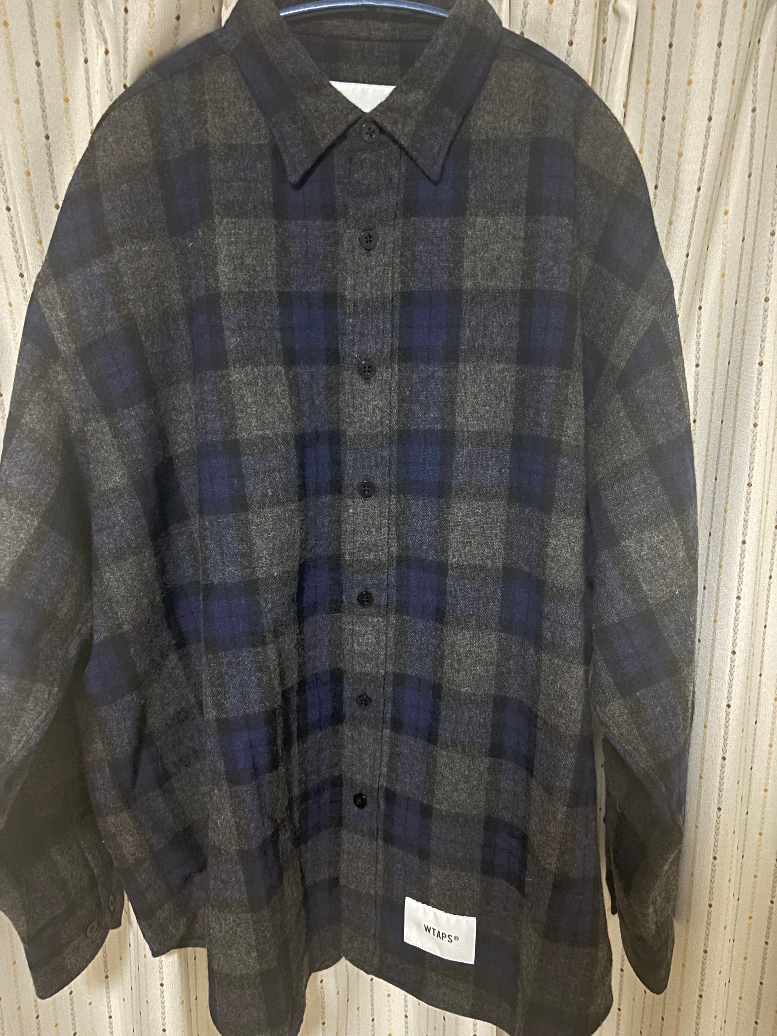 WTAPS TXT 01 / LS / WOPL. Tweed. Textile. OF "Navy"