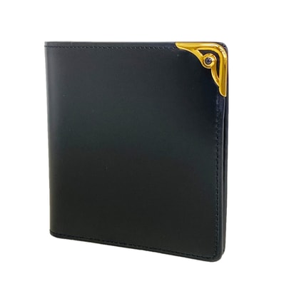 【6ka0453】カルティエ 財布 サファイア レザー ブラック ゴールド金具【中古】メンズ レディース ユニセックス