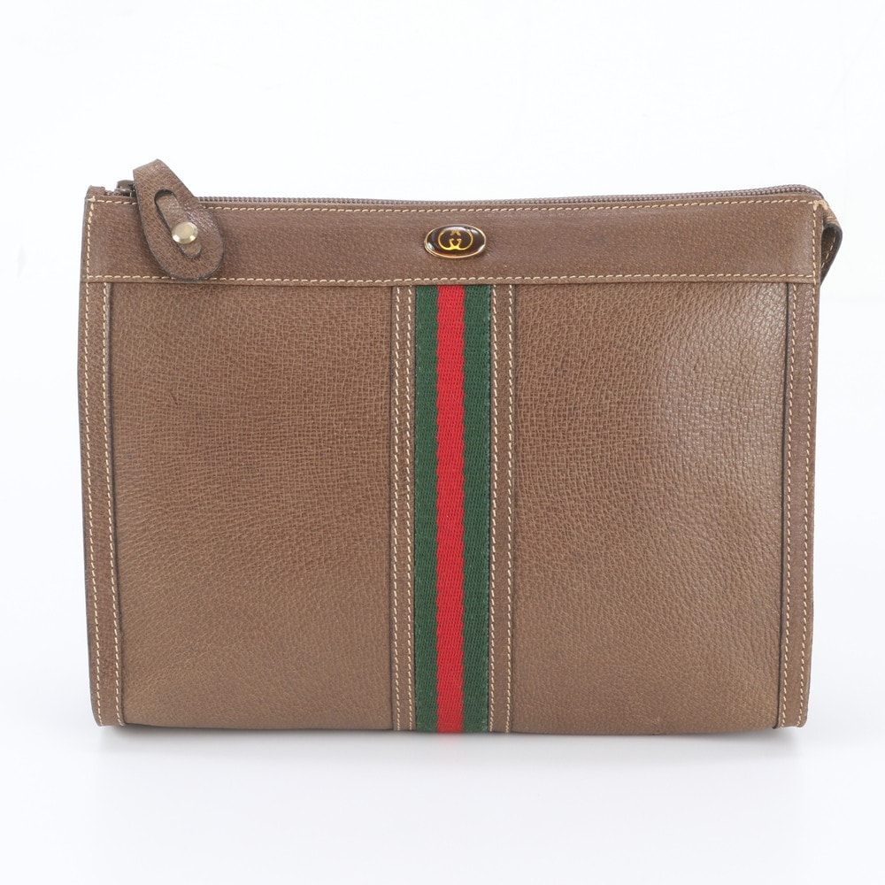 ■美品 グッチ シェリー ラインセカンドバッグ レザー