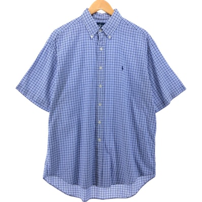 古着 ラルフローレン Ralph Lauren BLAKE 半袖 ボタンダウン チェックシャツ メンズL相当/eaa551915