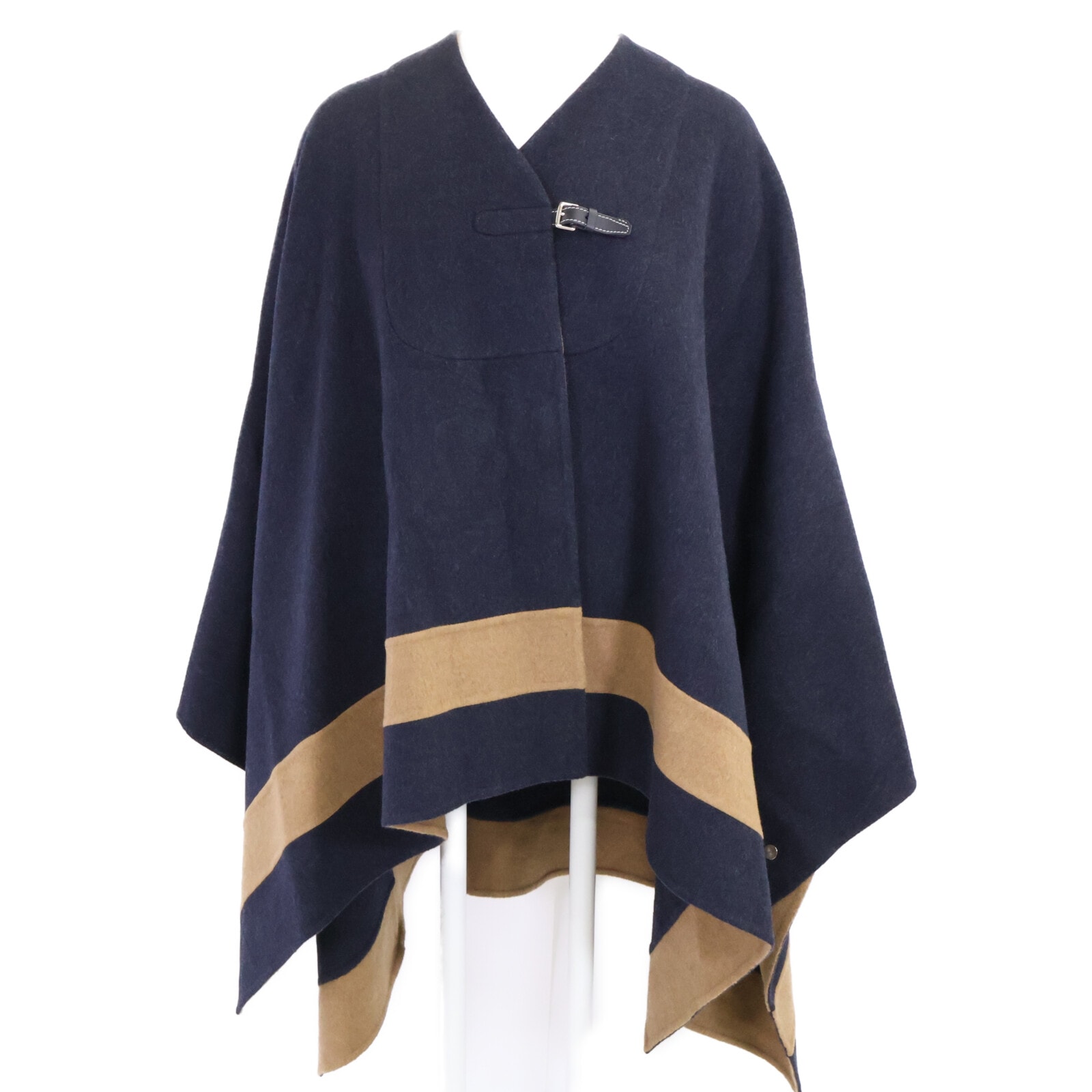 エルメス 【美品】前ベルト カシミヤ100% ポンチョ/ケープ 38