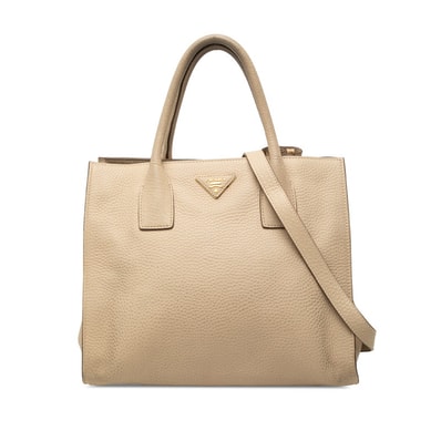 プラダ 三角ロゴプレート ハンドバッグ ショルダーバッグ 2WAY BN2693 ベージュ レザー レディース PRADA 【中古】