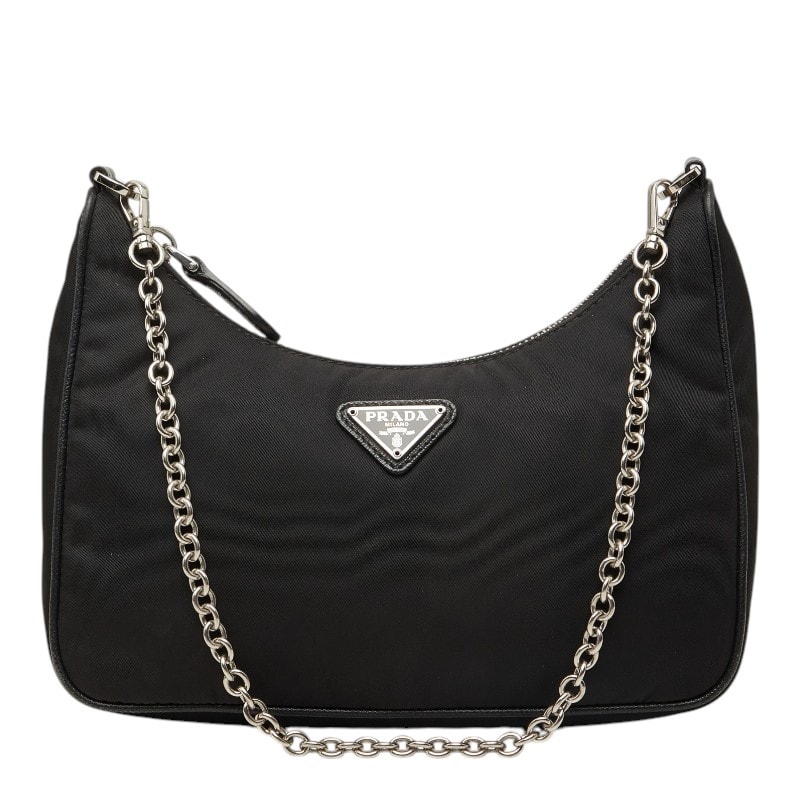 プラダ 三角ロゴプレート リエディション 2005 ハンドバッグ ショルダーバッグ 2WAY ブラック ナイロン レディース PRADA 中古
