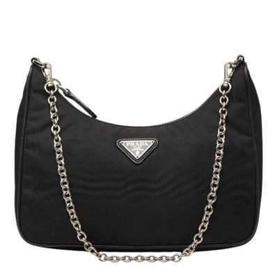 プラダ 三角ロゴプレート リエディション 2005 ハンドバッグ ショルダーバッグ 2WAY ブラック ナイロン レディース PRADA 中古