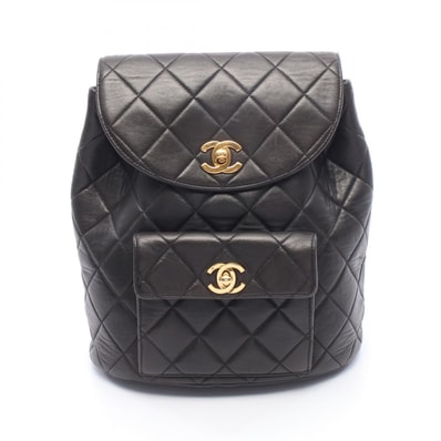 シャネル CHANEL マトラッセ リュックサック バックパック バッグ ラムスキン(羊革) レディース ブラック系 【中古】