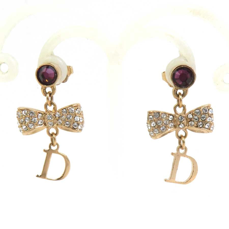 クリスチャンディオール Christian Dior ピアス メタル/ラインストーン ゴールド/パープル/シルバー レディース【中古】 h32590a