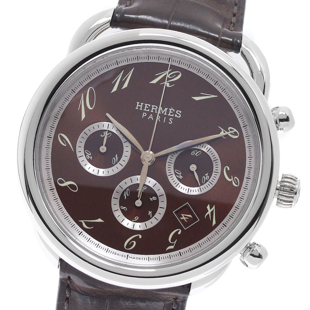 ☆良品 ★保 エルメス アルソー クロノグラフ AR4.910 メンズ 【中古】