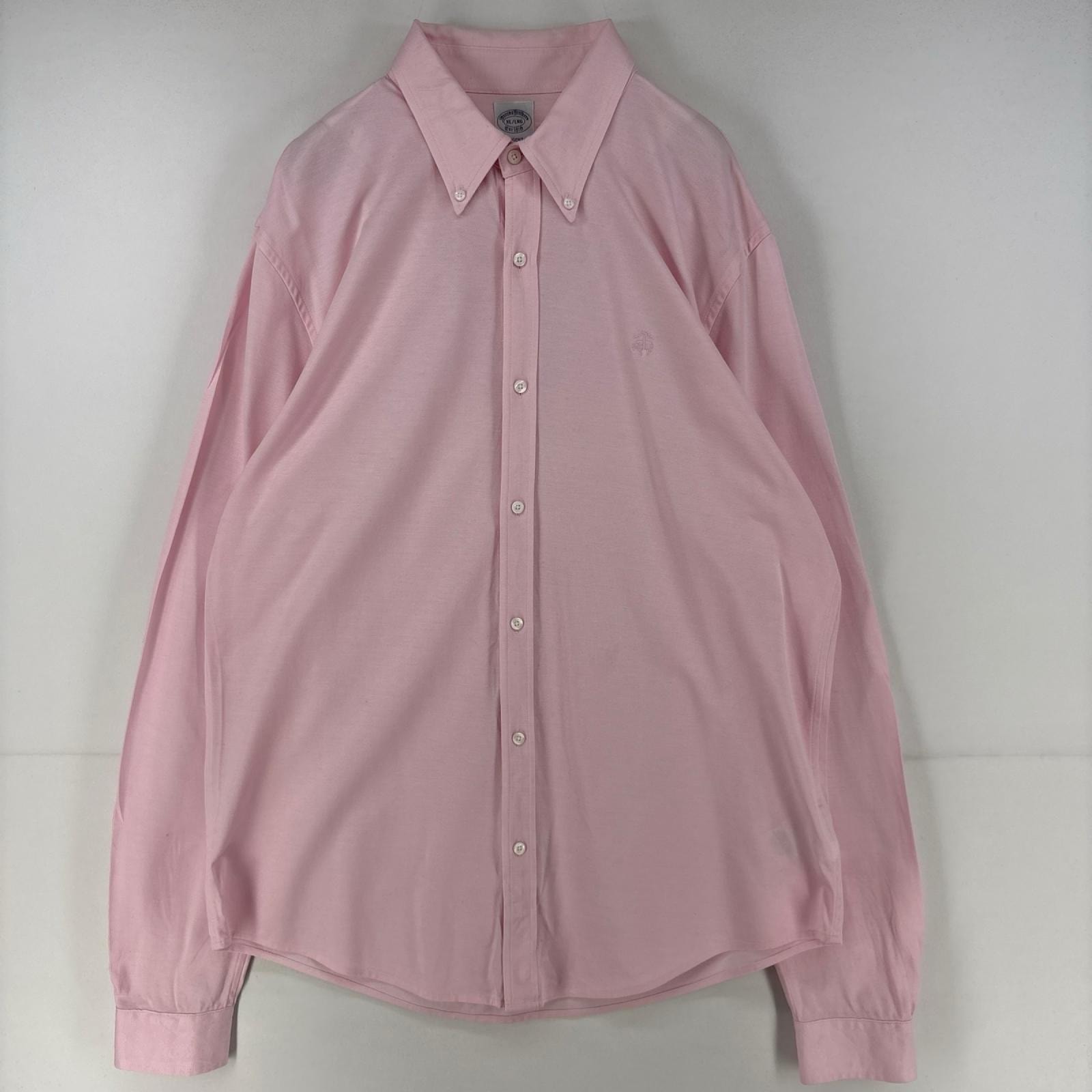 古着 ブルックスブラザーズ Brooks Brothers 長袖シャツ ボタンダウン ワンポイントロゴ 1818 大きいサイズ 鹿の子 XL ピンク メンズ