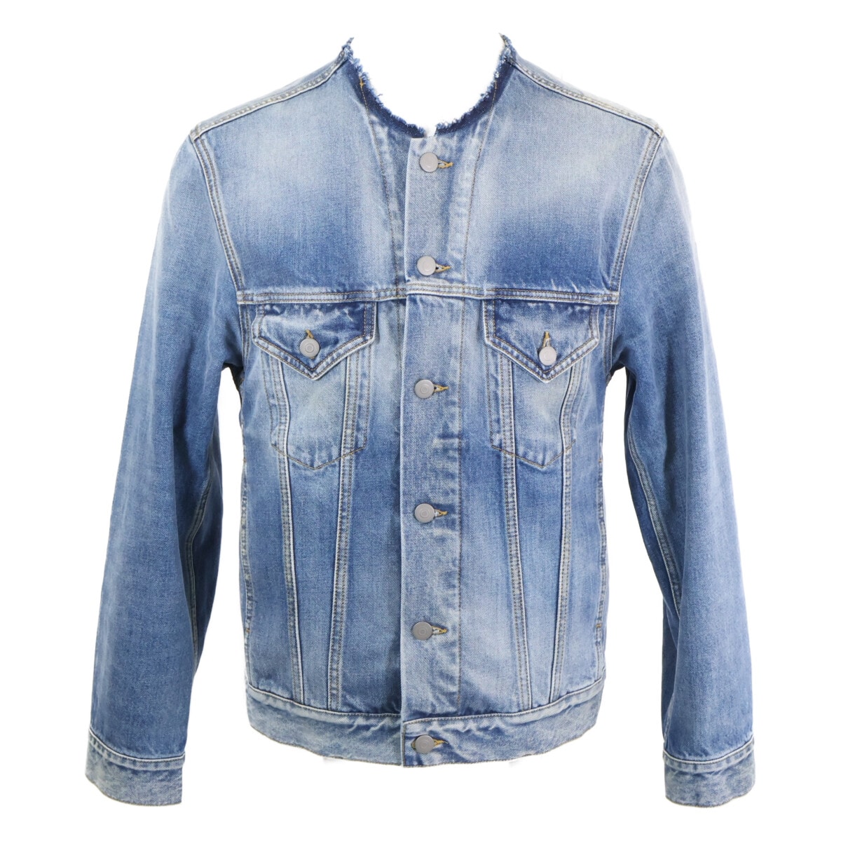 メゾンマルジェラ 4 14【美品/国内正規/24年製】SI1AM0006 Collarless Denim Trucker カラーレス デニムジャケット 46
