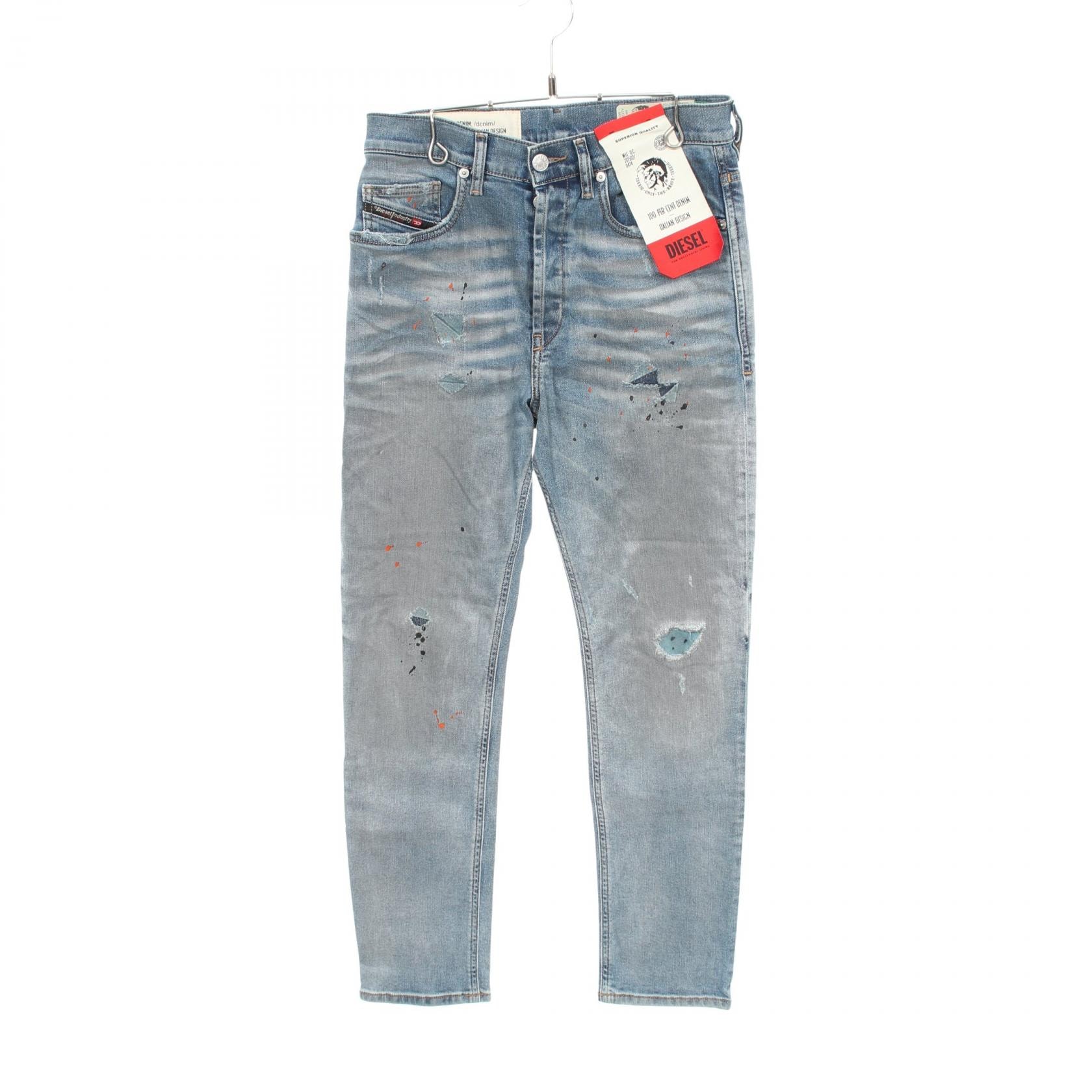 ディーゼル DIESEL ダメージ加工 ペイント加工 デニムパンツ 衣料品 ボトムス コットン レディース ブルー系 【中古】