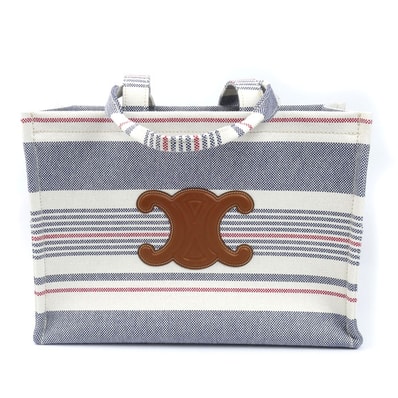 CELINE セリーヌ ラージ カバ タイス トートバッグ ホワイト×ブルー×レッド 196762FYN トリオンフ レディース【中古】【美品】