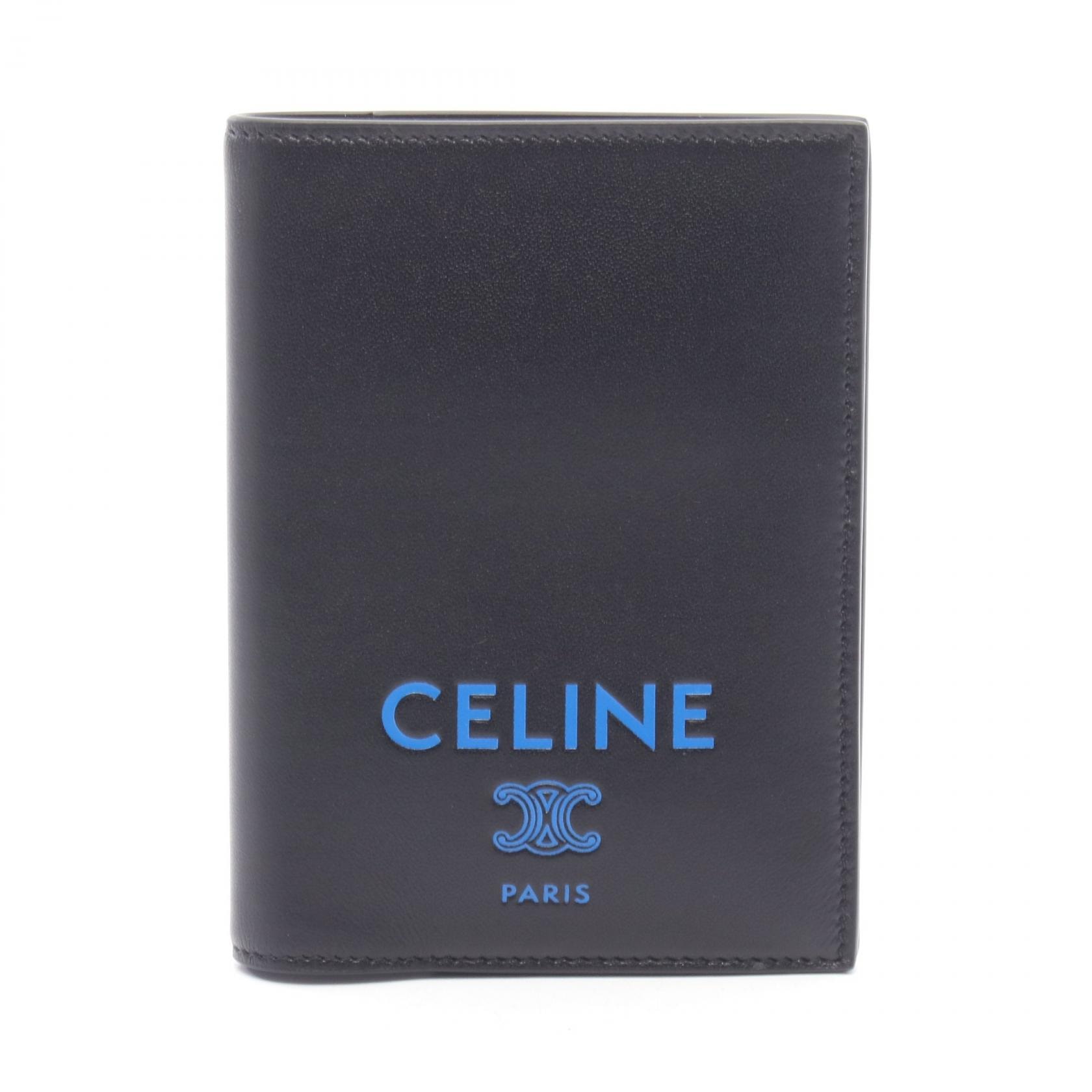 セリーヌ CELINE パスポートケース パスケース アクセサリー レザー メンズ ブラック系 / ブルー系 4M3435712GLK0 【新品】