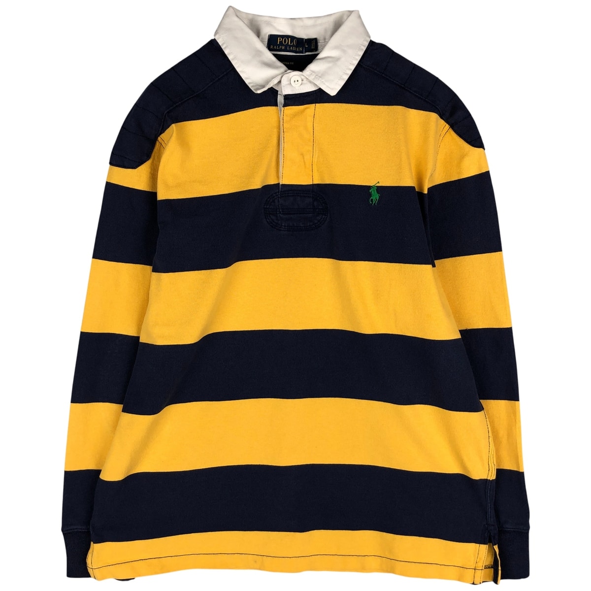 古着 ラルフローレン Ralph Lauren POLO RALPH LAUREN CUSTOM FIT ボーダー柄 長袖 ラガーシャツ メンズL相当/eaa601147
