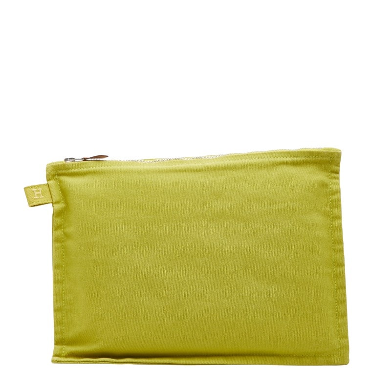 エルメス ボラボラ MM (中) ポーチ グリーン コットン レディース HERMES 【中古】