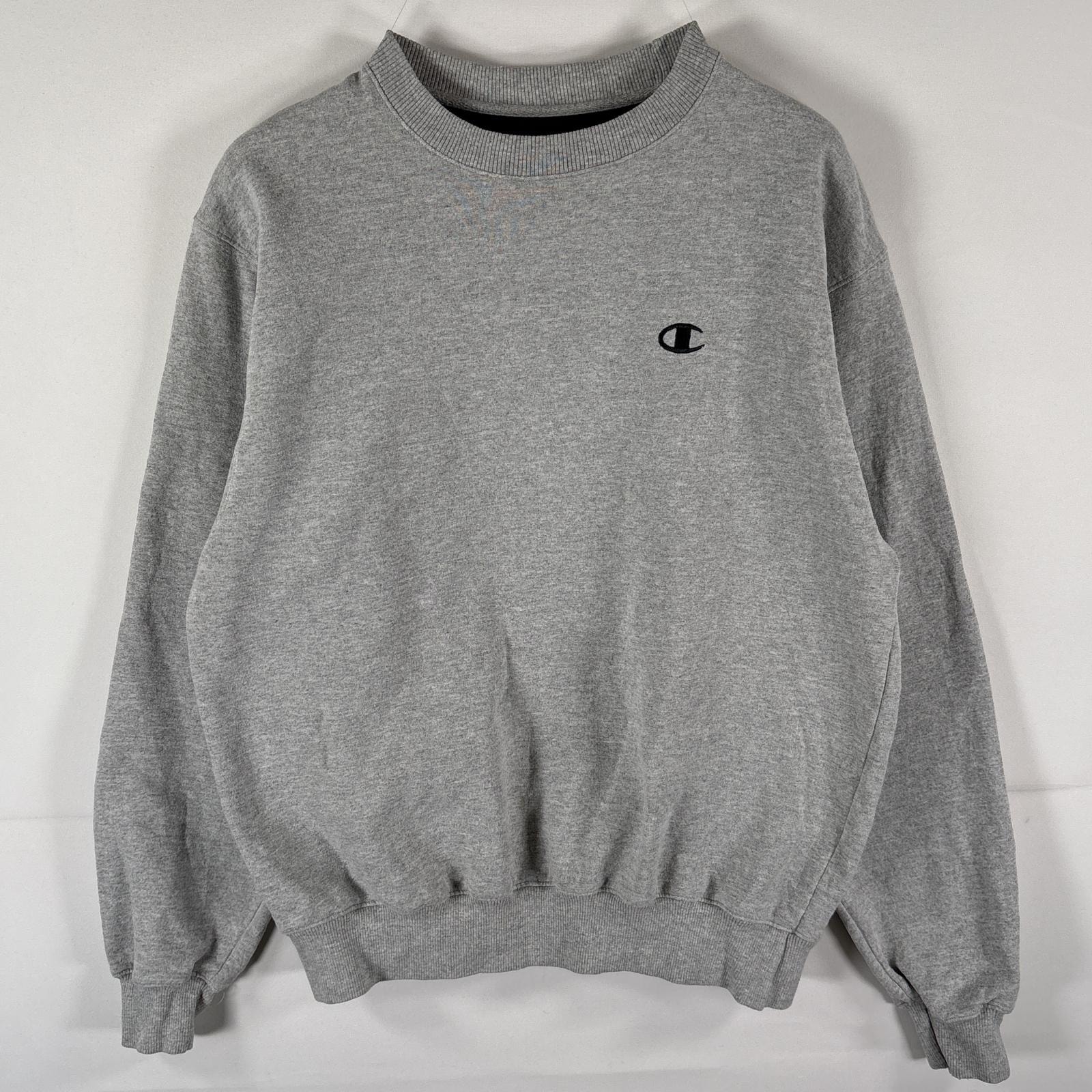 古着 チャンピオン Champion スウェット トレーナー ワンポイントロゴ刺繍 クルーネック プルオーバー  M  グレー メンズ