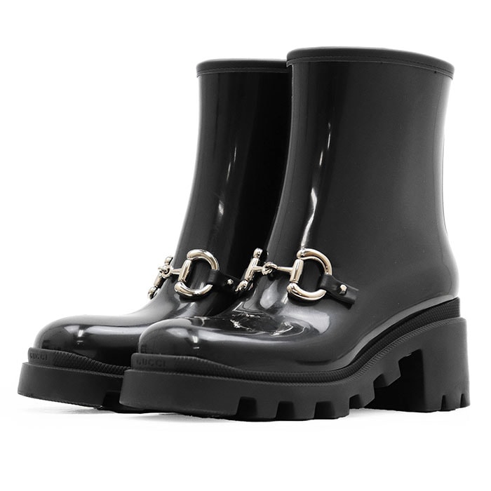 美品 グッチ レイン ホースビット スネークソール 長靴 ブーツ レディース ブラック 37 GUCCI