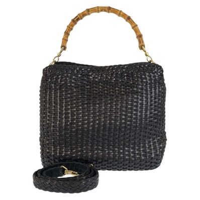 美品 GUCCI グッチ バンブー ブラック 黒 ゴールド金具 レザー ハンドバッグ ショルダーバッグ 2way 601734 【中古】