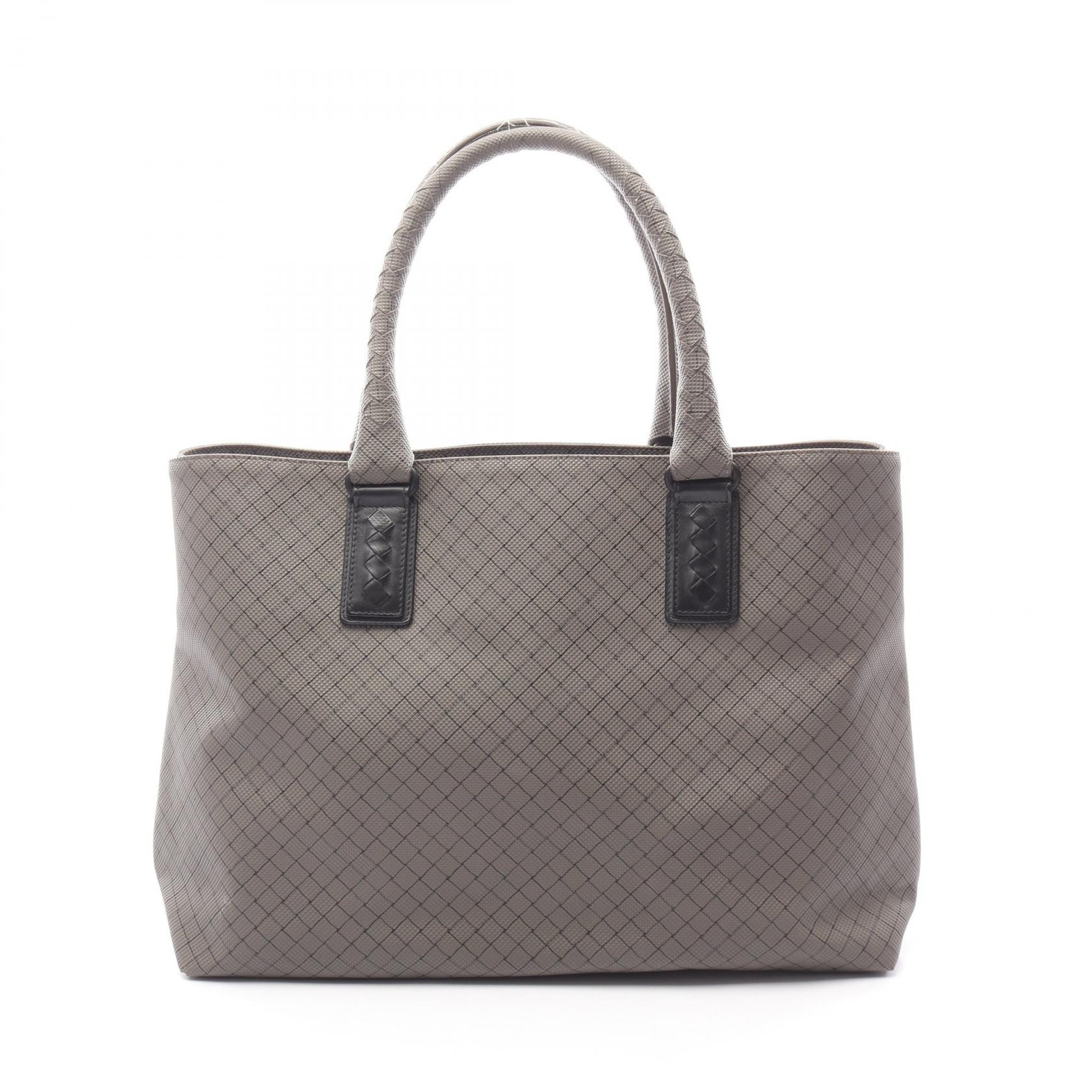 ボッテガヴェネタ BOTTEGA VENETA マルコポーロ トートバッグ バッグ PVCコーティングキャンバス レザー レディース グレー系 【中古】