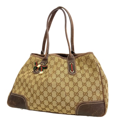 【6dd5008】グッチ トートバッグ GGキャンバス/シェリーライン 163805 キャンバス ブラウン ゴールド金具【中古】レディース