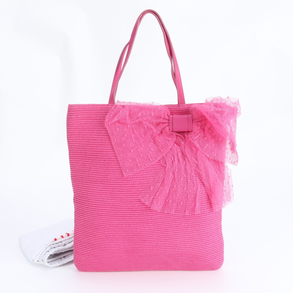 ■極美品 ヴァレンティノ レッド チュール リボントート バッグ